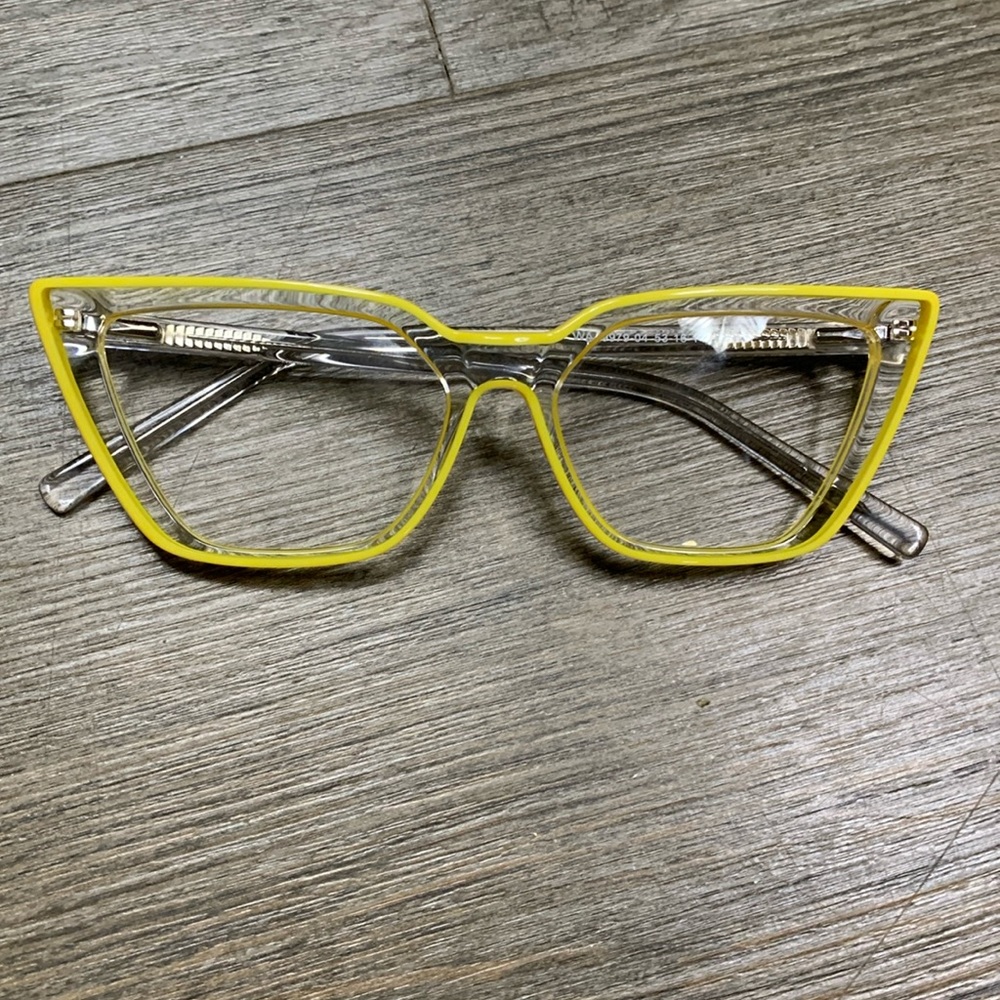 Yellow Cat Eye Transparent Frame Women's Glasses